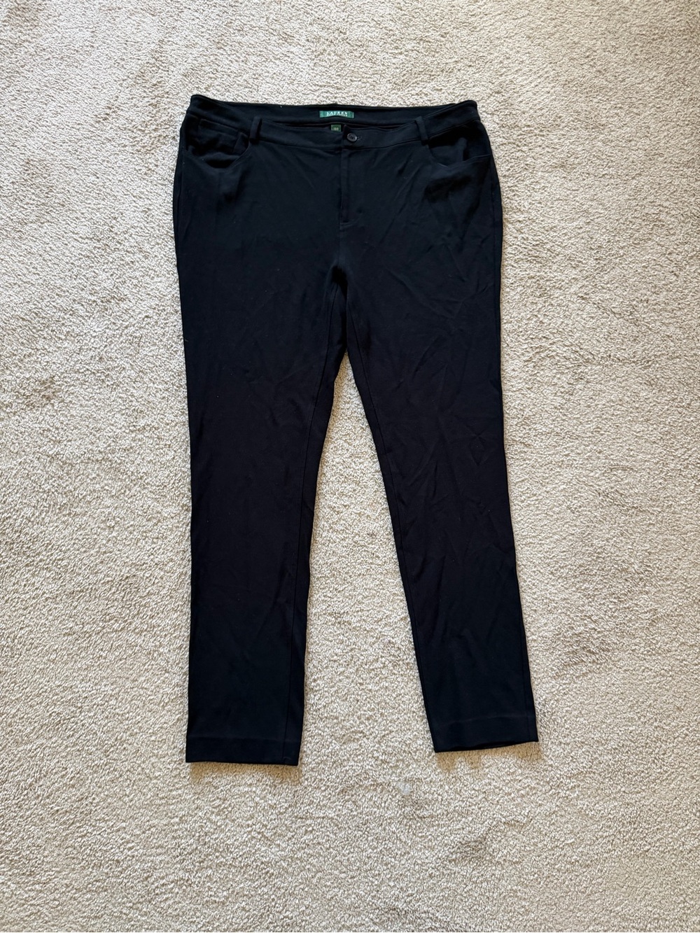 Lauren Ralph Lauren ~ Black Ponte Slim Pants ~ Stretch ~ Plus Size~ Size 18W